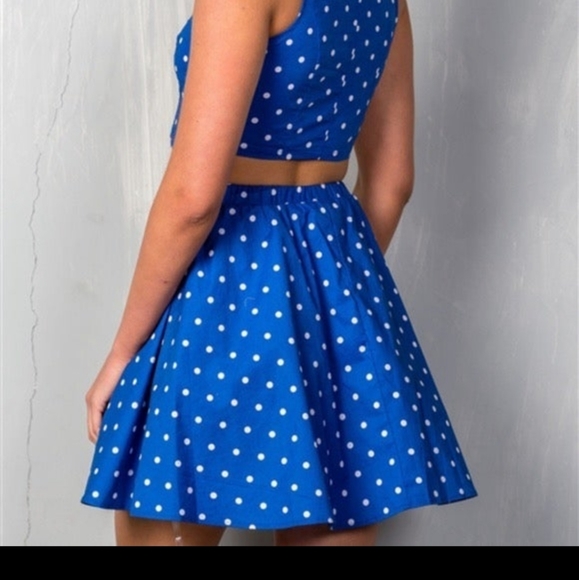 Bailey blue polka dot crop top and skirt - Picture 4 of 9
